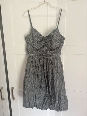 Tracy Reese Striped Knot Front Spaghetti Strap Bubble Dress Size 10 Cotton